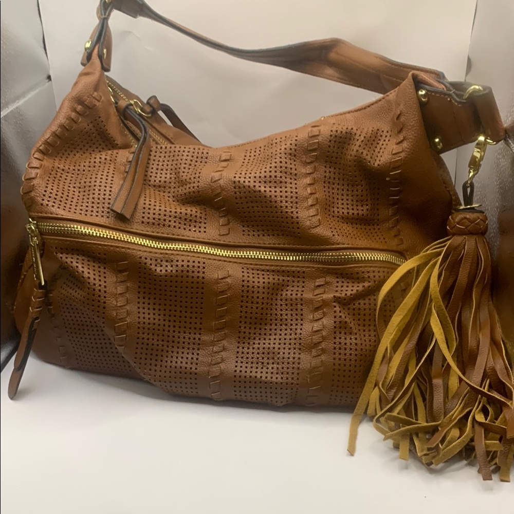 Steve Madden Brown Perforated Shoulder Bag